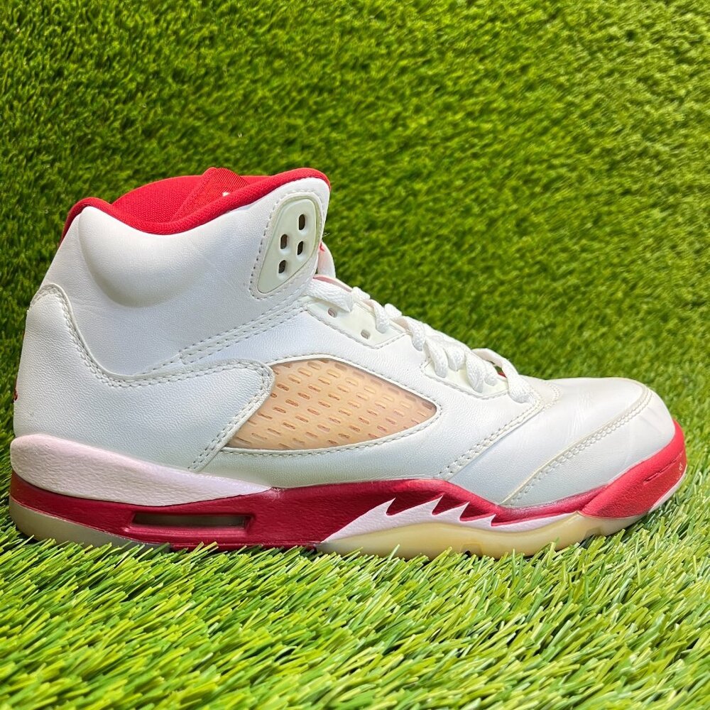 Nike Air Jordan 5 Retro Boys Size 6.5Y White Red Pink Athletic Shoes Sneakers